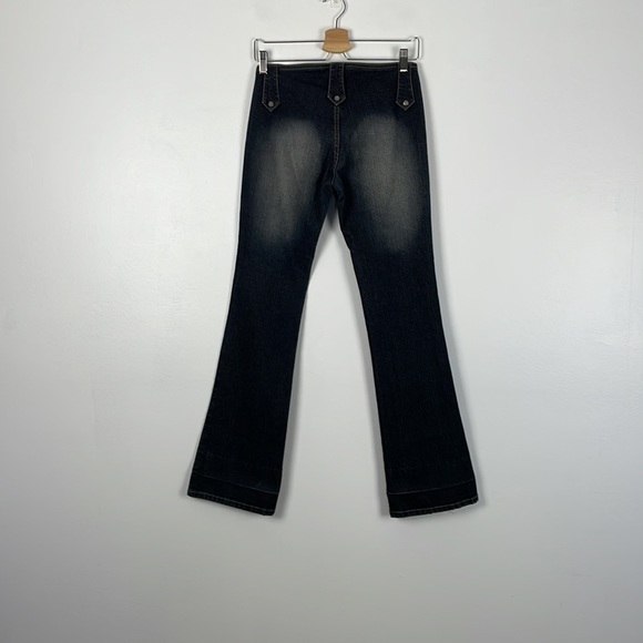 Z Cavaricci vintage no pocket hip hugger style flare permanent crease jeans SZ 3 - Picture 4 of 8